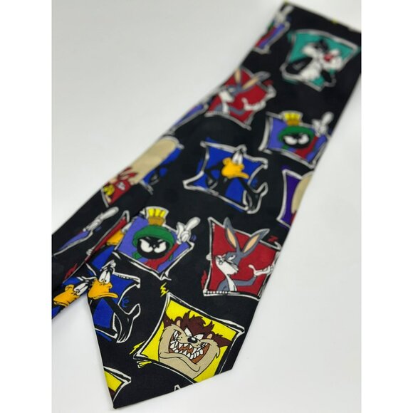 VTG 1994 Looney Tunes Mania Polyester Neck Tie Taz, Bugs Bunny, Sylvester Men's - Picture 1 of 4